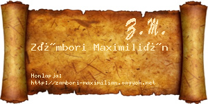 Zámbori Maximilián névjegykártya
